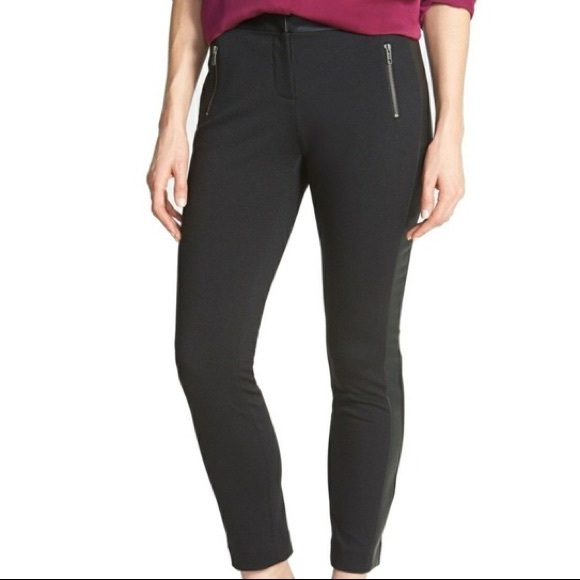 Halogen Pants - Halogen Taylor Leather Trim Skinny Ankle Pant 12